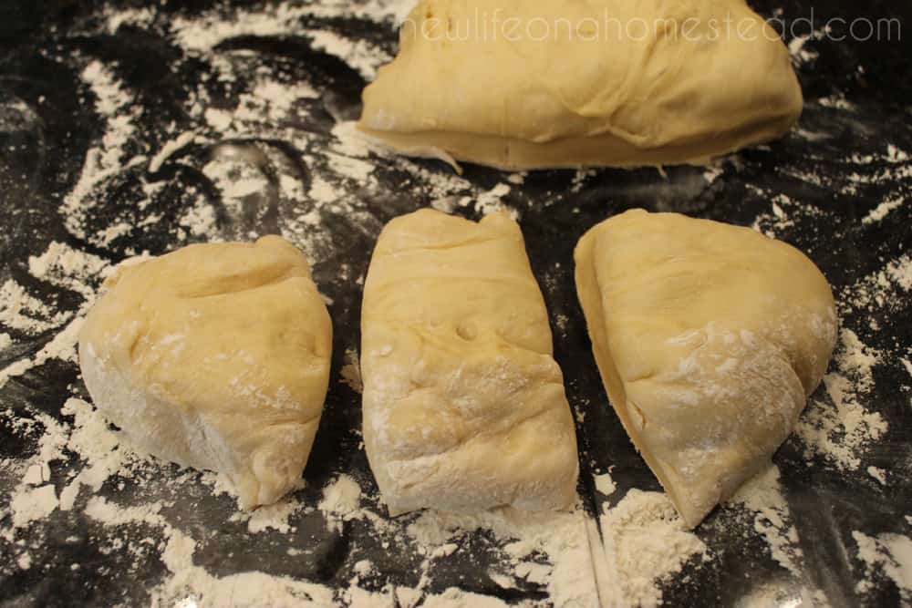 cut dough into three pieces
