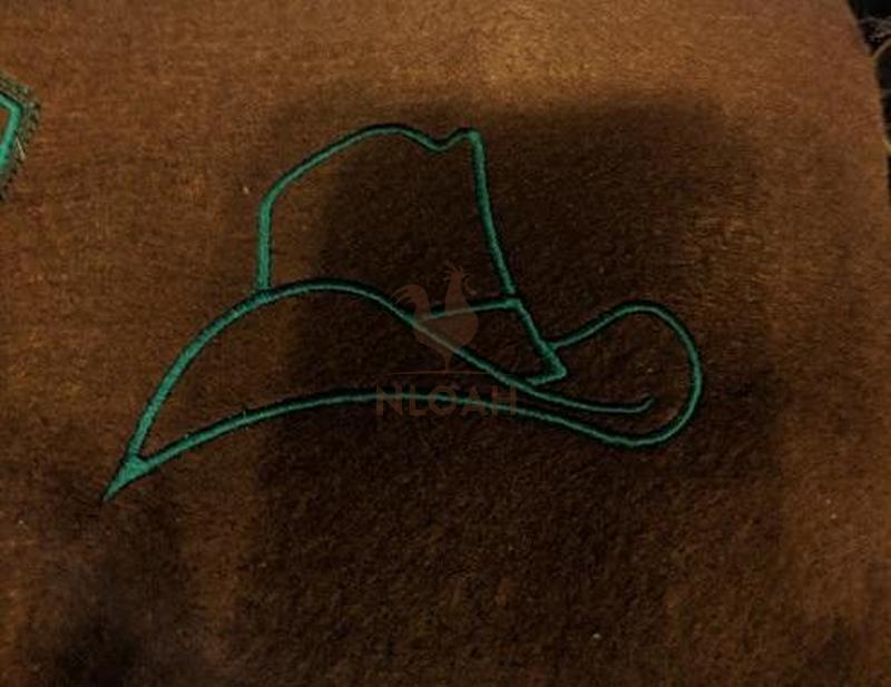 cowboy hat on embroidery machine