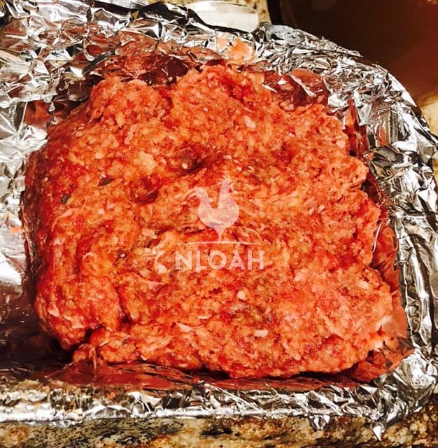 Meat loaf mixed shaped and ready to bake!