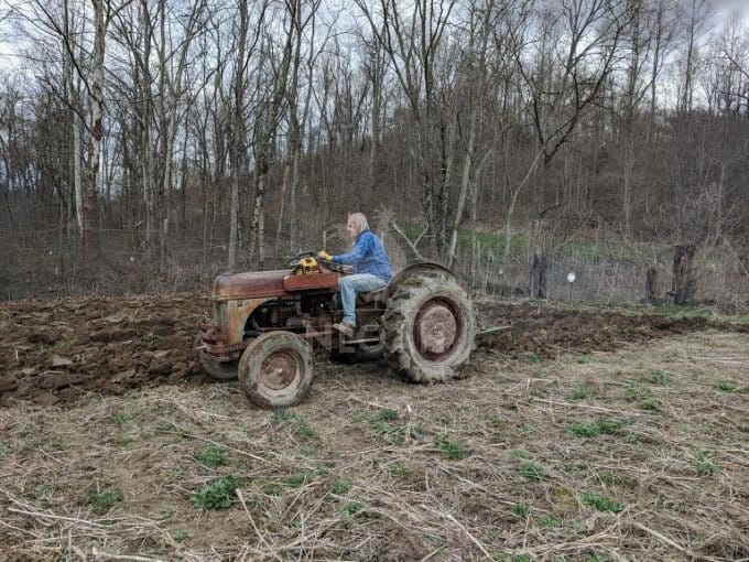 tractor plowing the garden