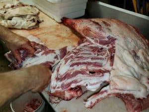 cutting bacon