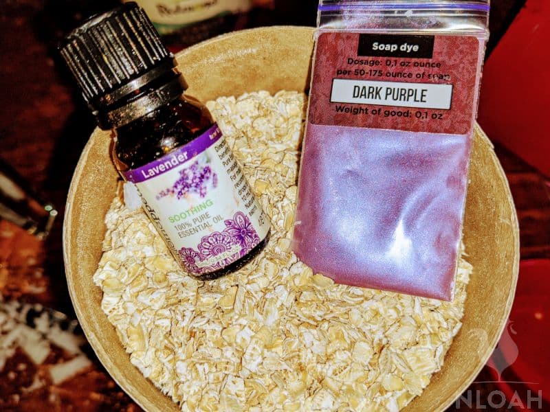 lavender essential oil and dark purple soap dye