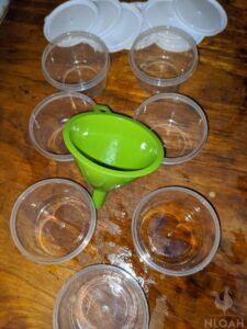 plastic cups lids and funnel