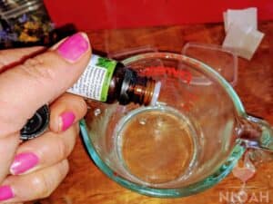 adding lemongrass essential oil to soap base