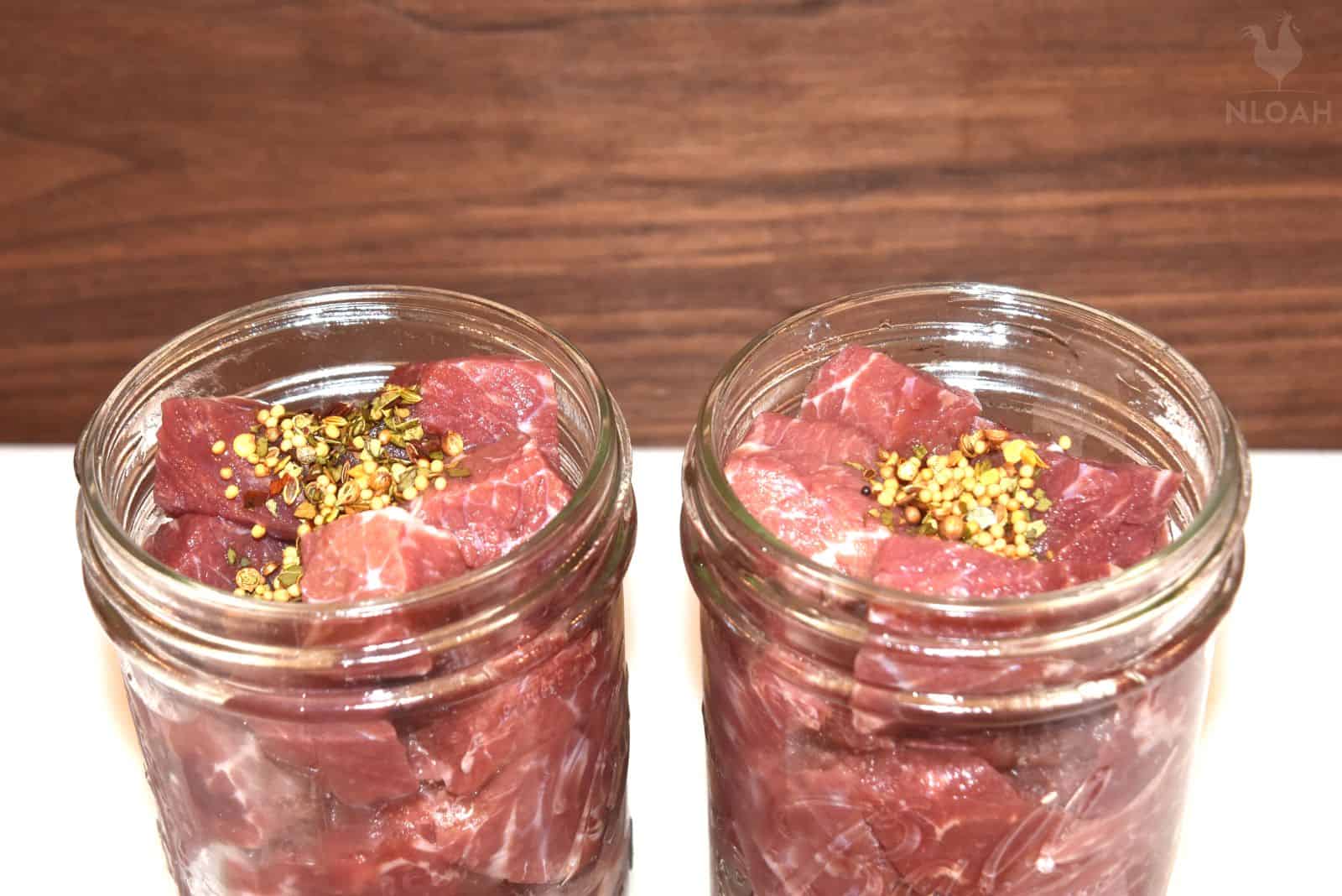 corned beef in jars ready for canning