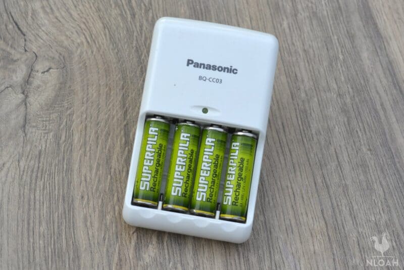 four rechargeable batteries in Panasonic charger