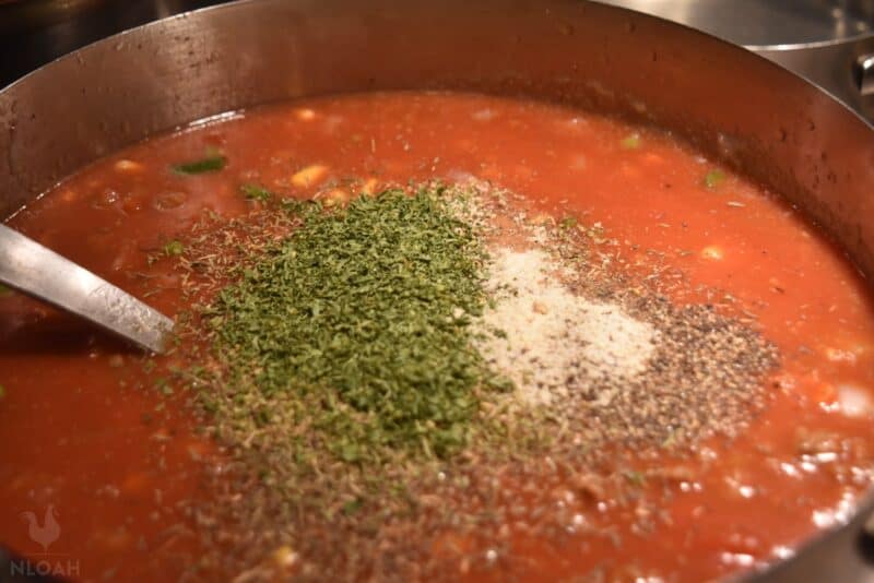 parsley oregano basil pepper and garlic powder added to beef vegetable soup