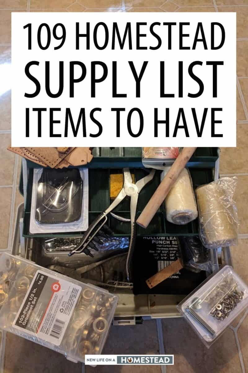 homesteading supply list Pinterest image
