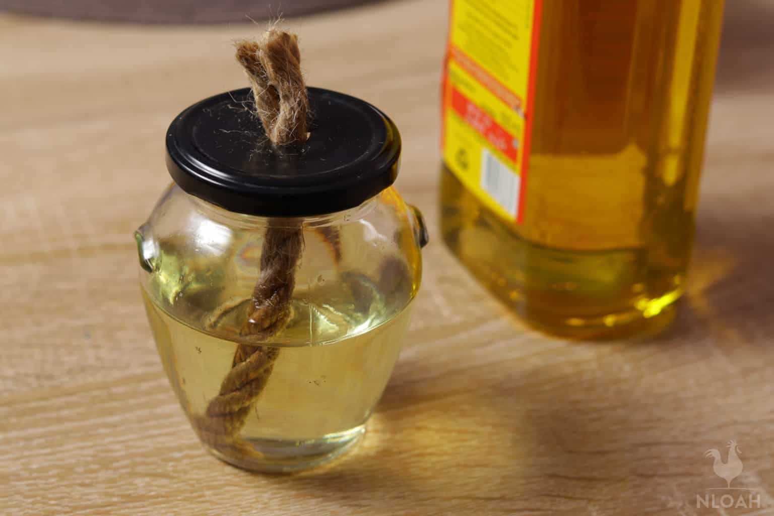 cooking oil used as part of a DIY lamp