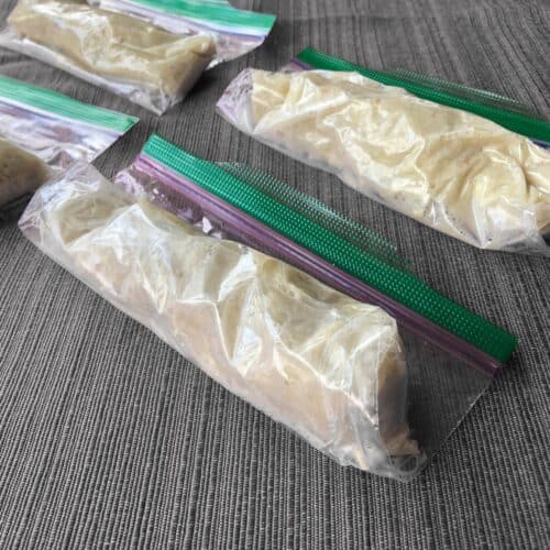 frozen horseradish in Zipper bags