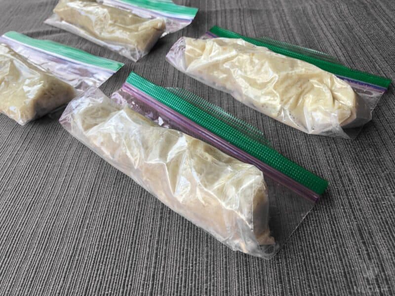 frozen horseradish in Zipper bags