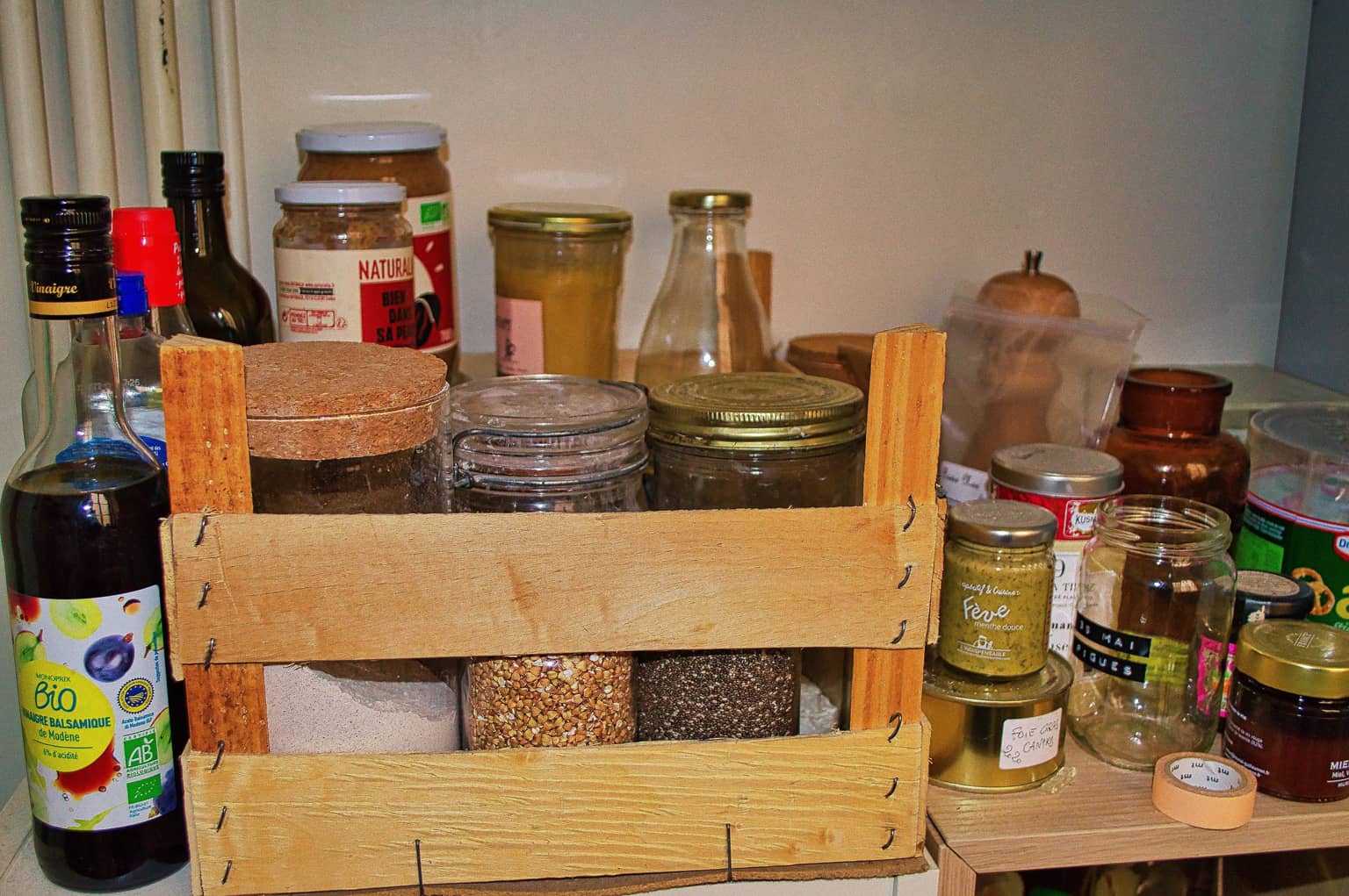 supplies in a pantry