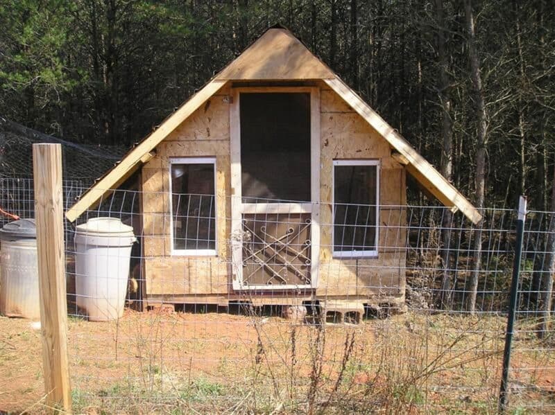 chicken coop built from scrap wood