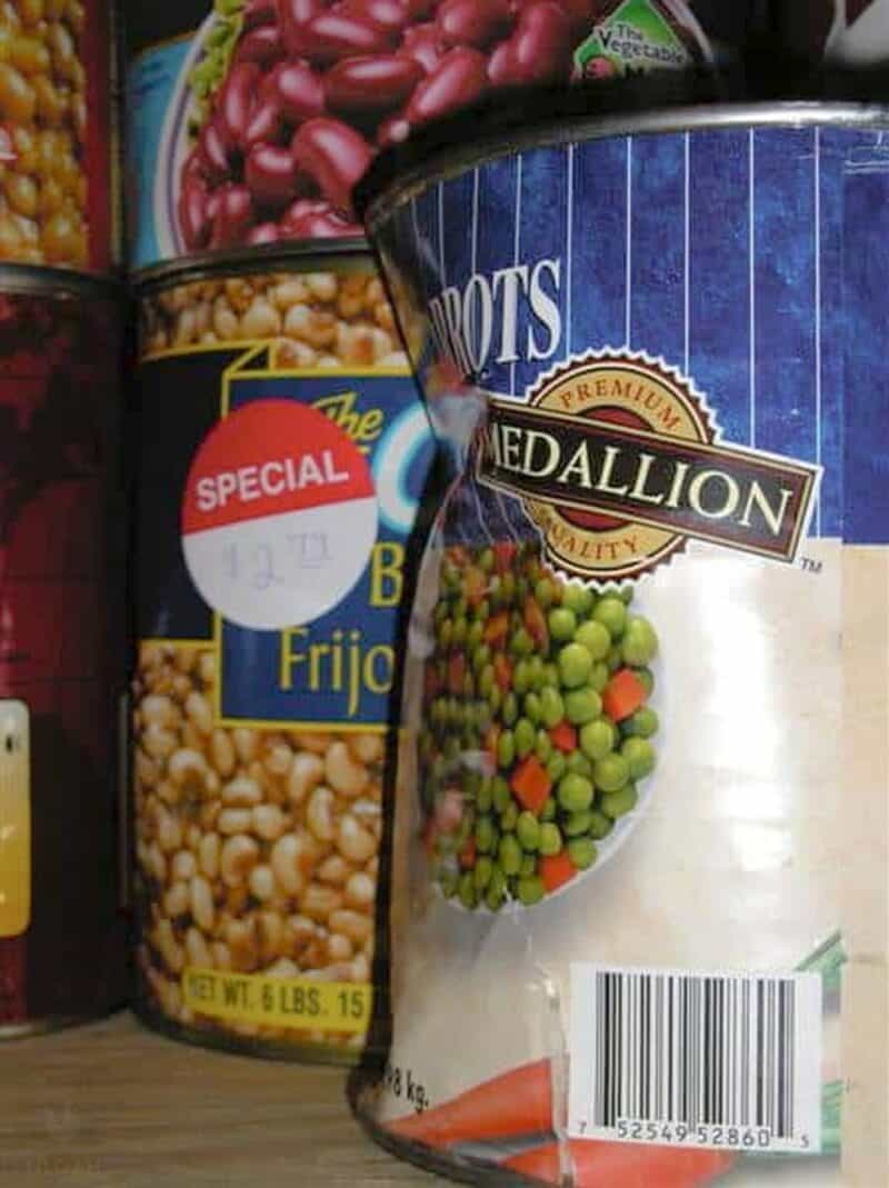 dented can of peas
