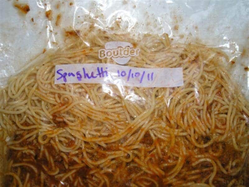 frozen spaghetti in Zipper bag
