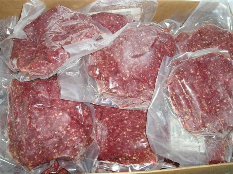pieces of beef in airtight plastic bags