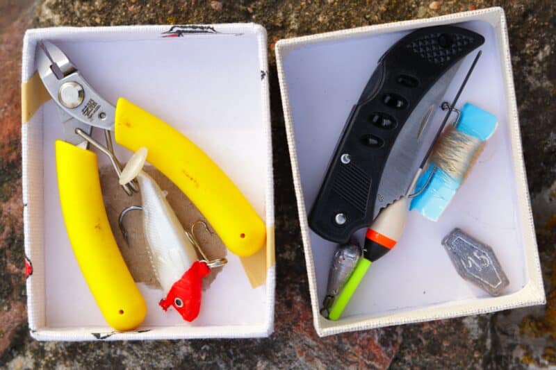 fishing kit inside open box