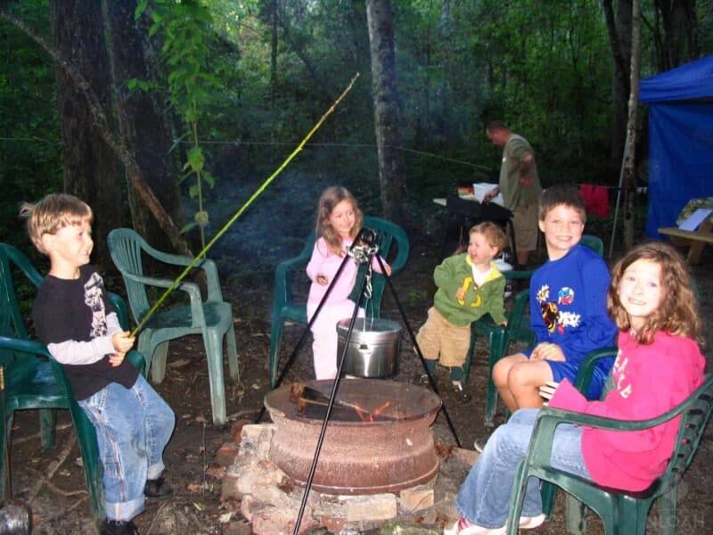 kids by the campfire