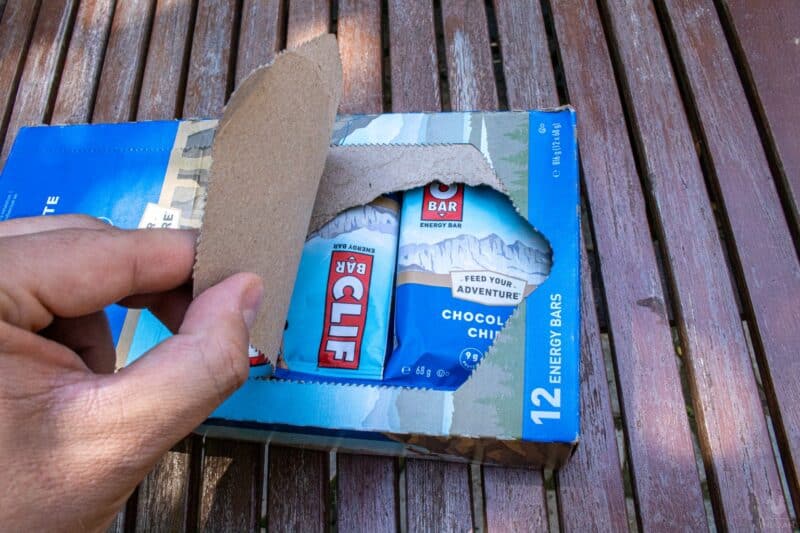 opening a pack of twelve clif bars