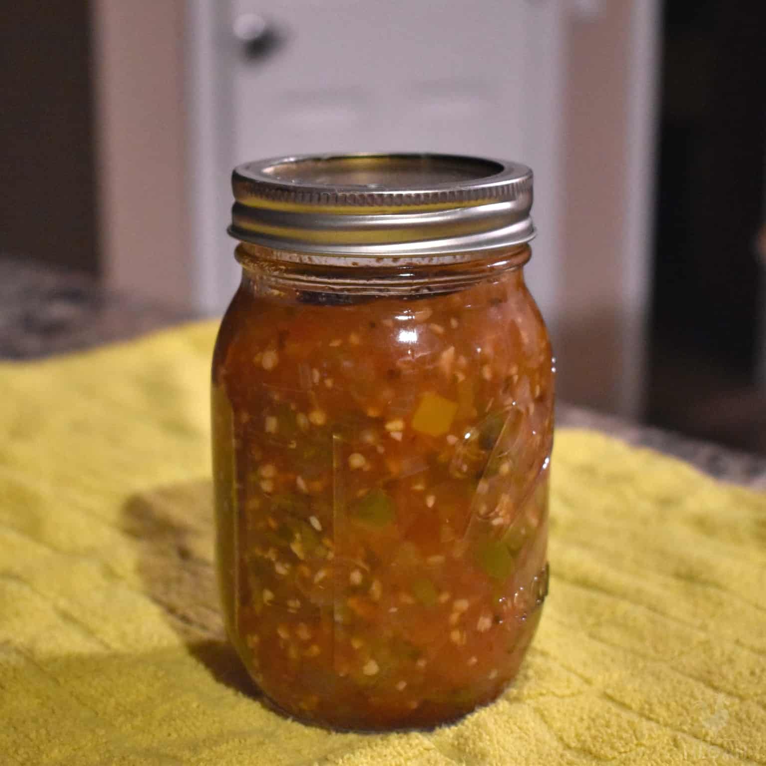 a jar of canned salsa
