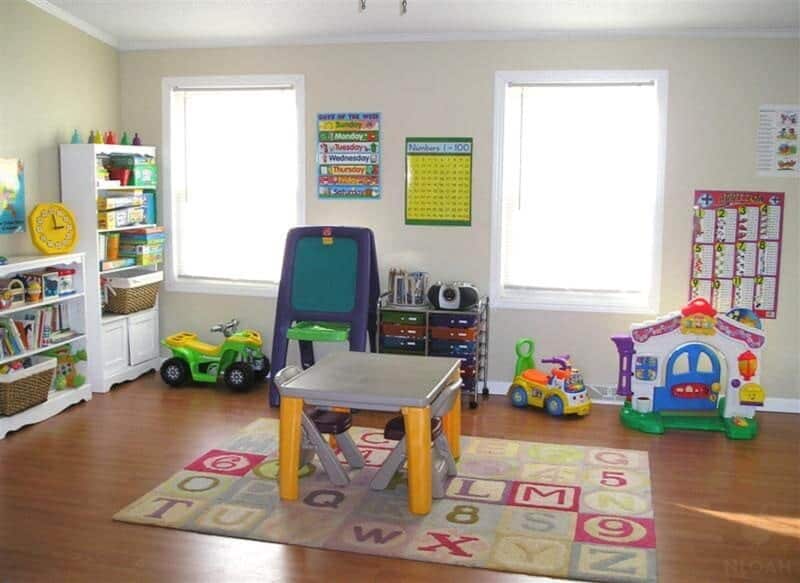 a well-lit homeschool playroom