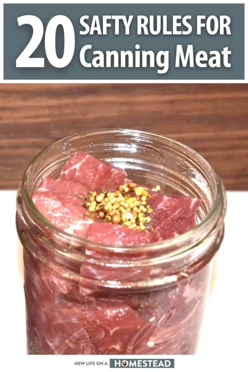 jar with meat ready to be canned Pinterest image