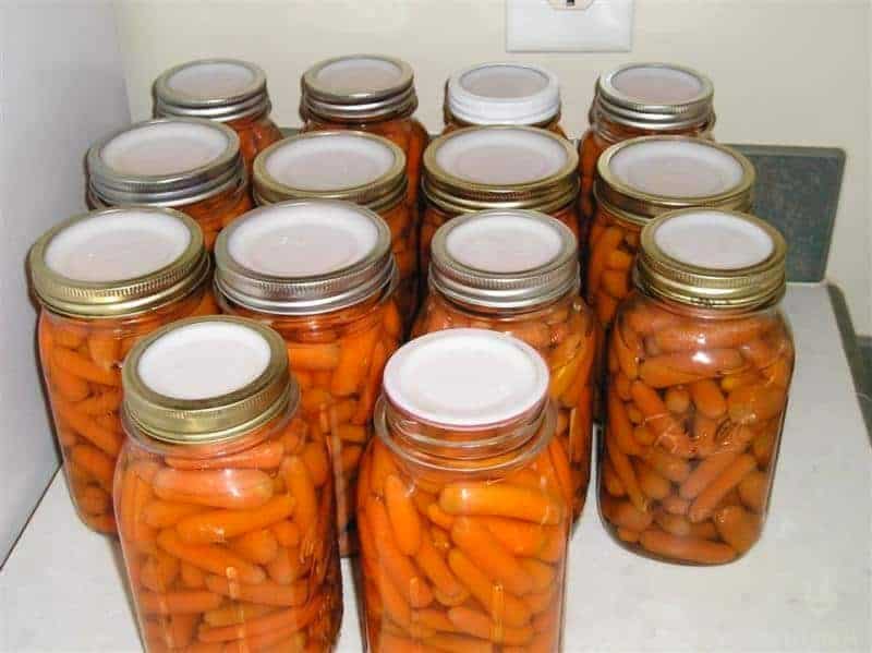 jars of canned baby carrots