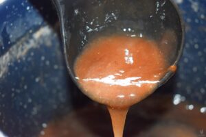 ladle syrup into jars
