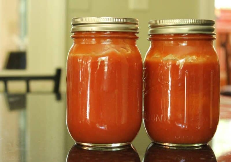 two jars of canned tomato soup