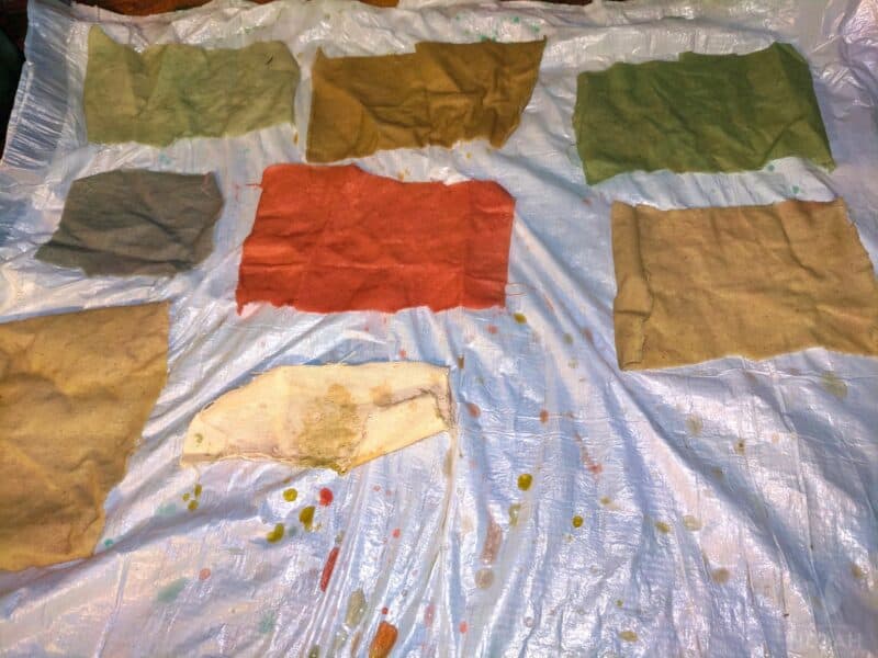 fabrics naturally dyed in various colors
