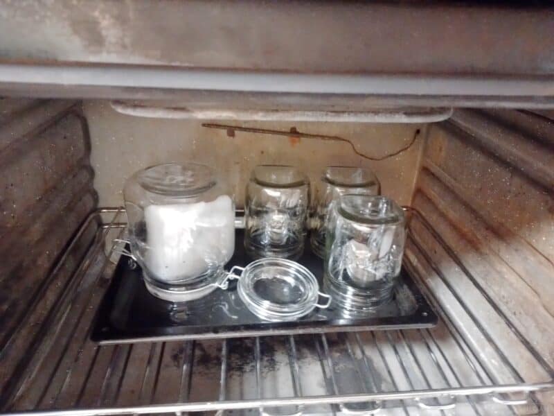 canning jars inside oven