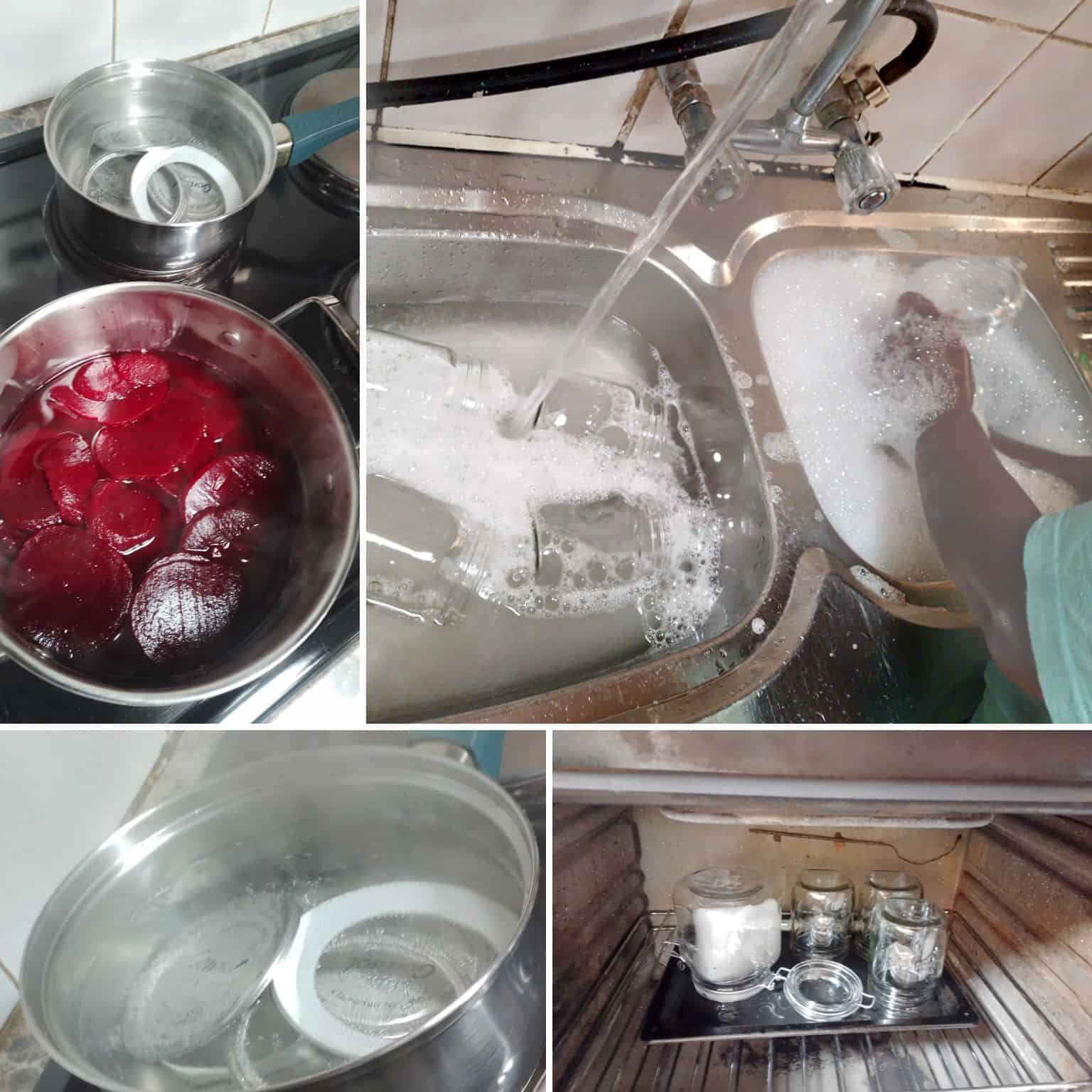 sterilizing jars in oven collage