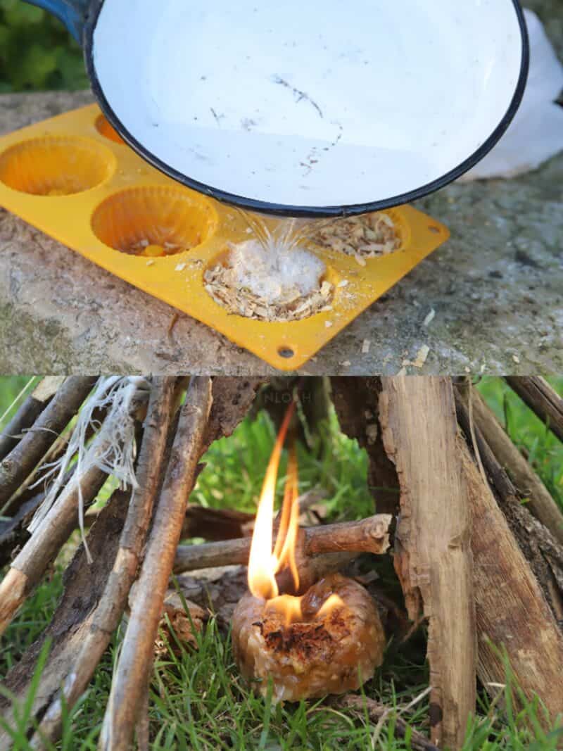 making fire starters from sawdust