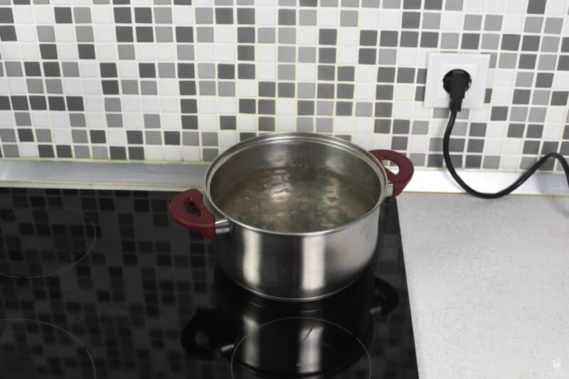 boiling water in saucepan