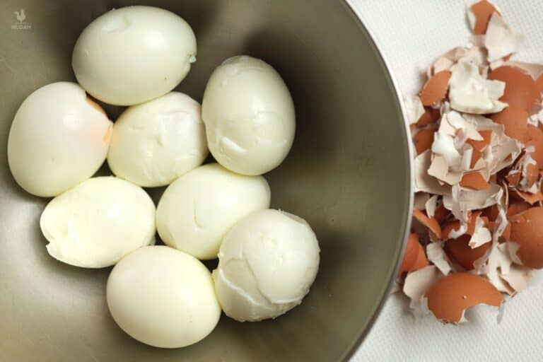 boiled and unpeeled eggs in bowl