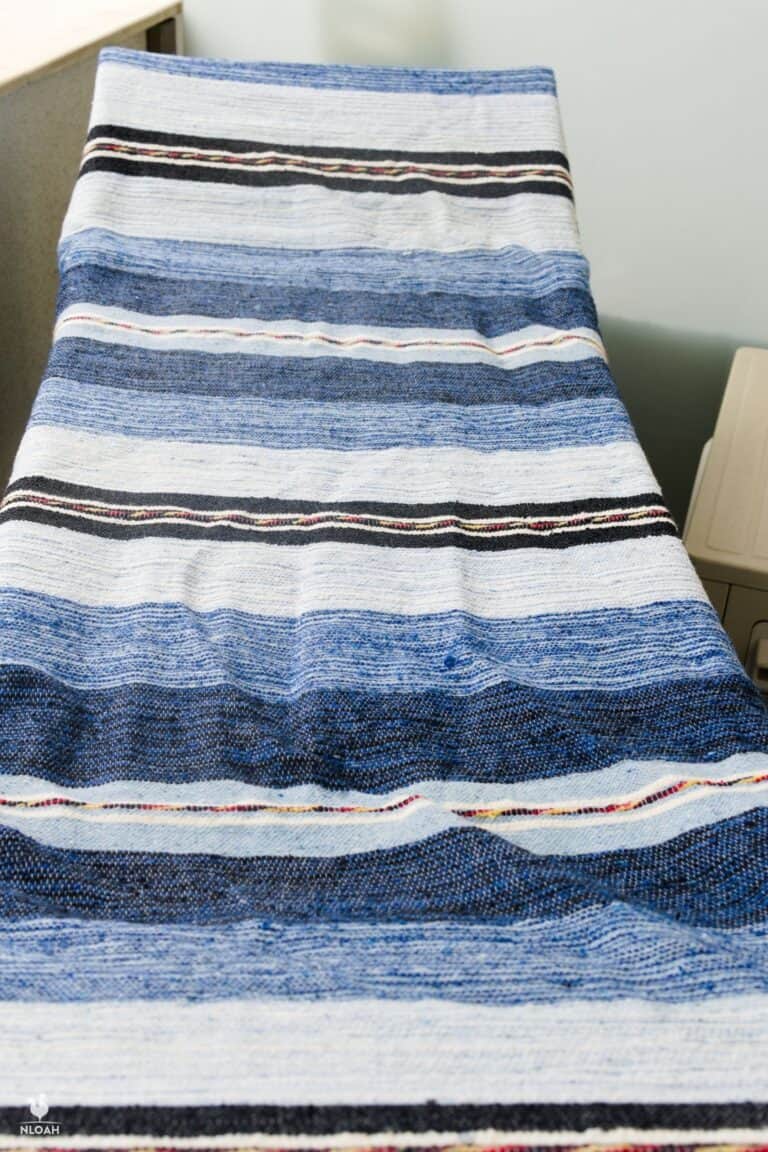 washed wool blanket drying